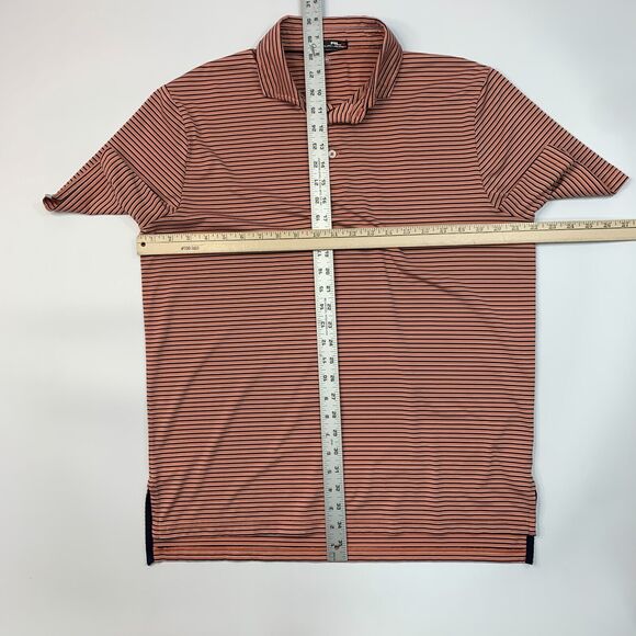 Ralph Lauren RLX Polo Shirt Men L Large Salmon Striped High Low Hem Stretch Golf - Picture 4 of 9
